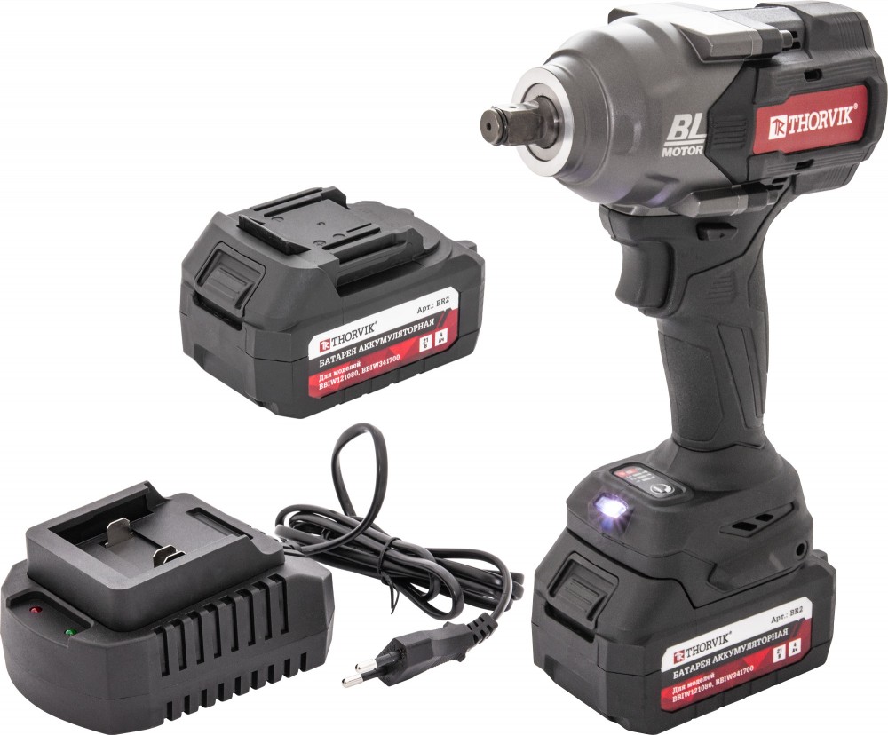 BBIW121080 Гайковерт ударный аккумуляторный бесщёточный 1/2"DR, 21В, 1080 Нм THORVIK BBIW121080