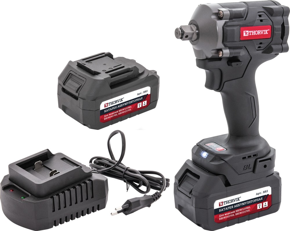 BBIW12620 Гайковерт ударный аккумуляторный бесщёточный 1/2"DR, 21В, 620 Нм THORVIK BBIW12620