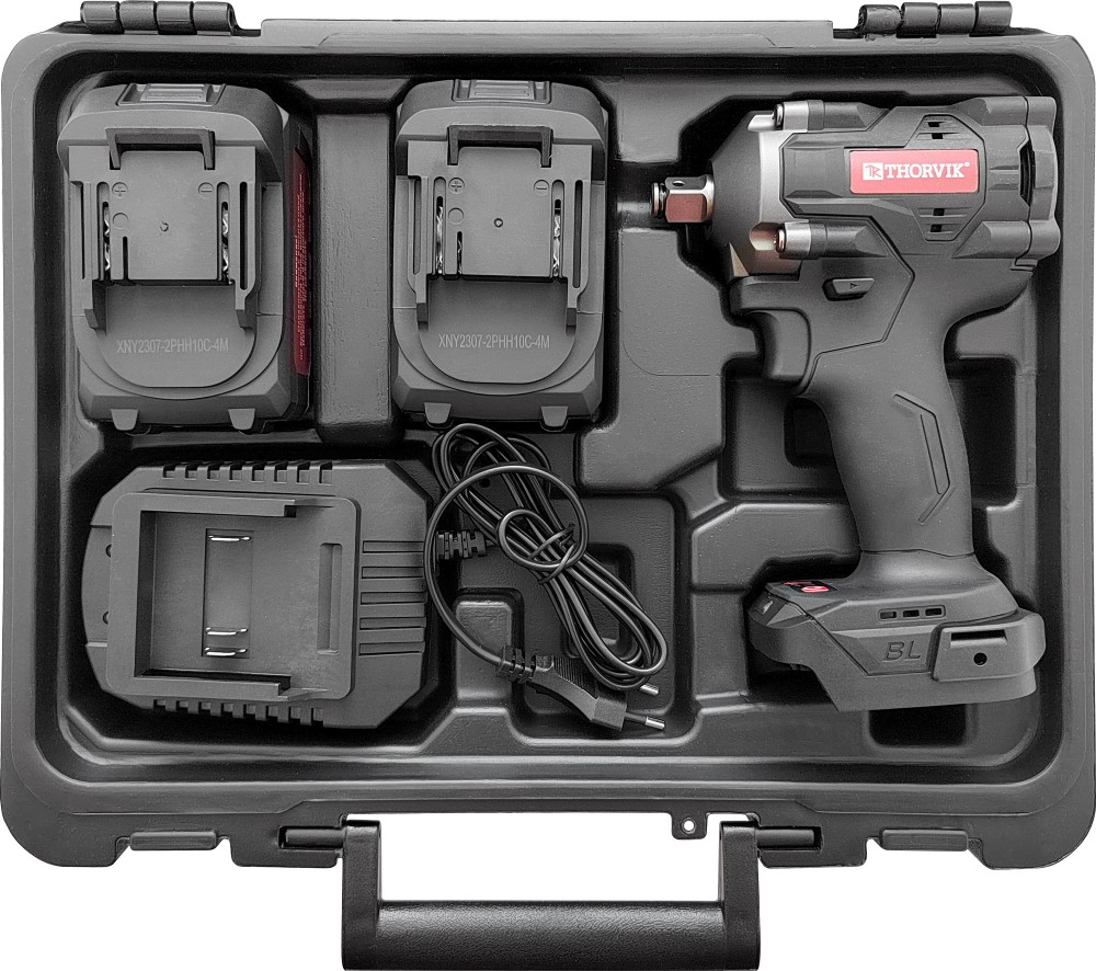 BBIW12620 Гайковерт ударный аккумуляторный бесщёточный 1/2"DR, 21В, 620 Нм THORVIK BBIW12620