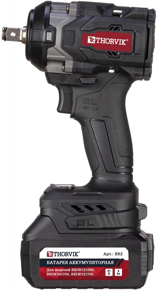 BBIW12890 Гайковерт ударный аккумуляторный бесщёточный 1/2"DR, 21В, 890 Нм THORVIK BBIW12890