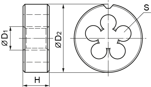 MD71 Плашка D-COMBO круглая ручная М7х1.0, HSS, Ф25х9 мм THORVIK MD71