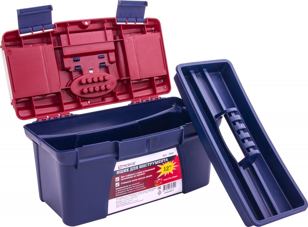 TB12 Ящик для инструмента 12", пластиковый, 320х175х160 мм THORVIK TB12