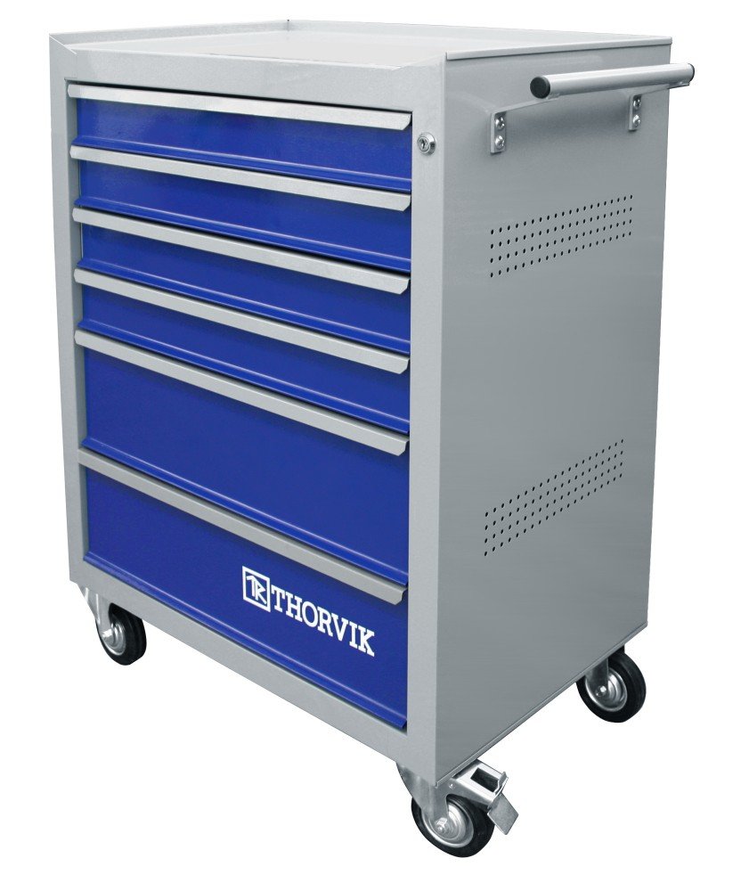TT6GB-R Тележка инструментальная 6-ти полочная (серая с синими ящиками) THORVIK TT6GB-R