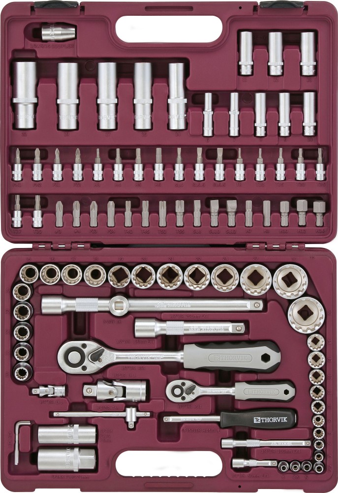 UTS0094MP Набор инструмента универсальный 1/4", 1/2"DR с головками торцевыми MultiProf, 94 предмета THORVIK UTS0094MP