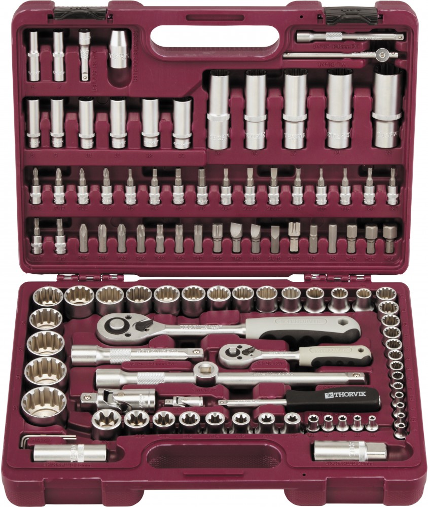 UTS0108MP Набор инструмента универсальный 1/4", 1/2"DR с головками торцевыми MultiProf, 108 предметов THORVIK UTS0108MP